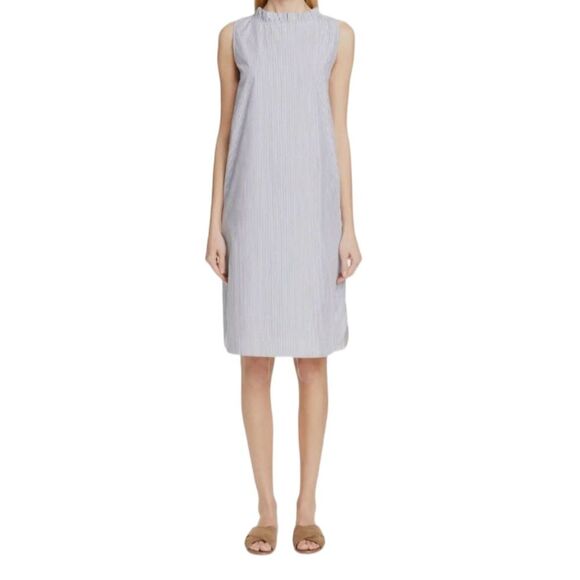 Lafayette 148 New York Blue Striped Sleeveless Convertible Shift Dress NWT Sz M - Picture 1 of 12